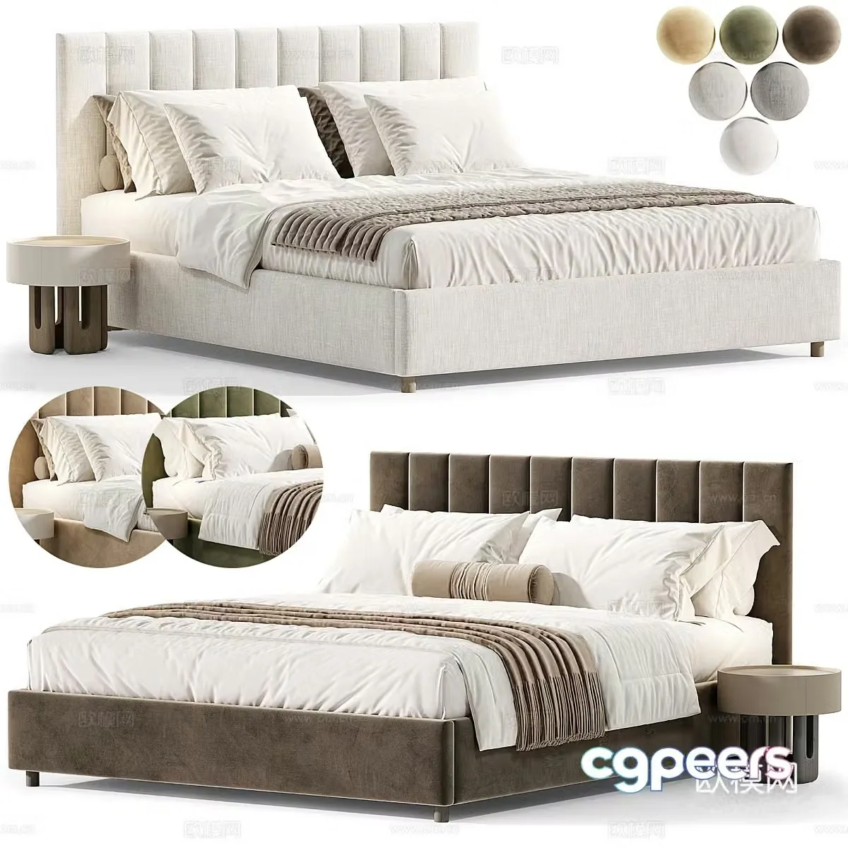 Background double bed 3d model