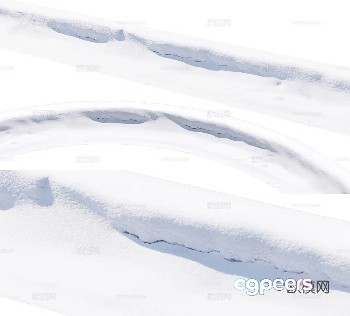 Modern snow snow pile outdoor snow road sidewalk 3d model