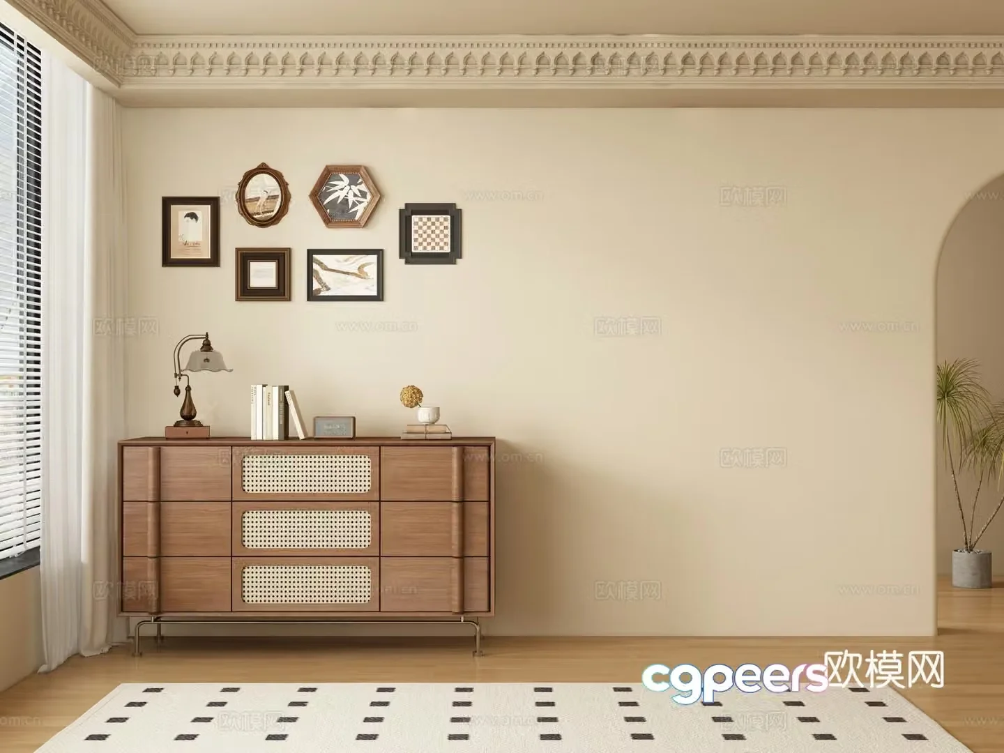 Medieval style sideboard 3d model