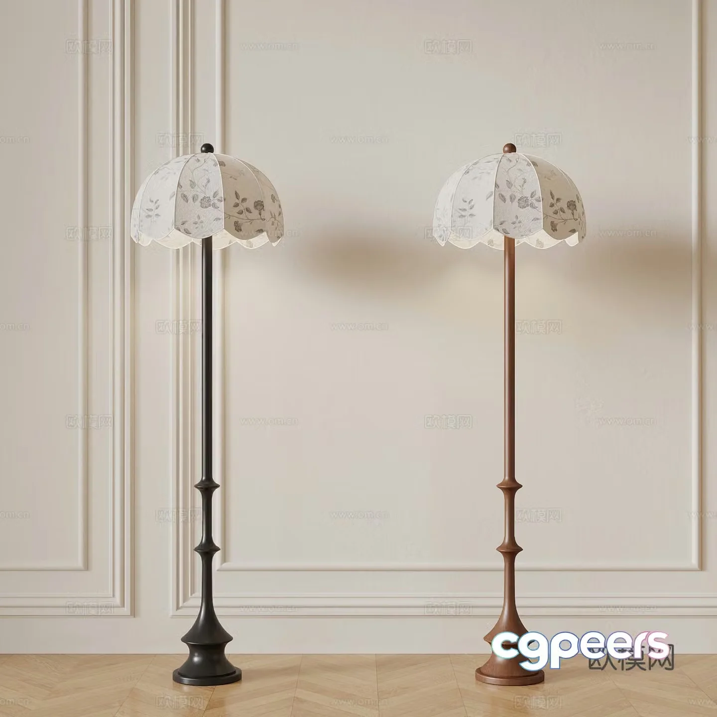 French medieval floor lamp 3d model