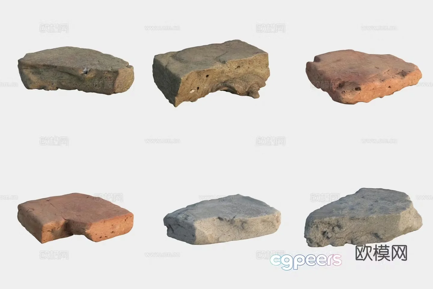 Brick stone floor tiles building materials waste 3d model