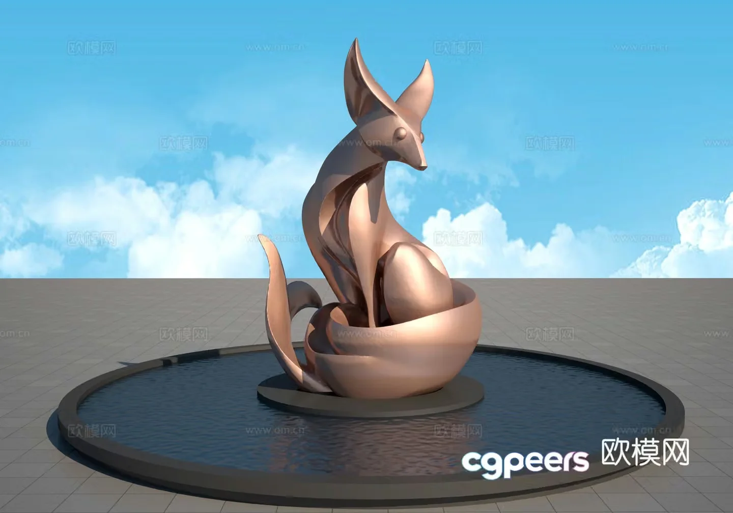Fox animal sculpture 3d model
