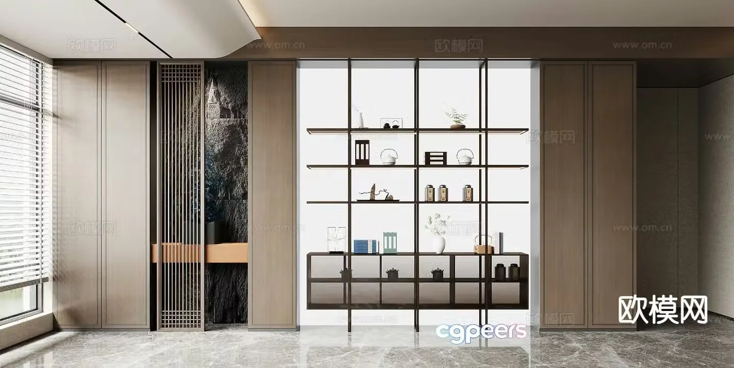 New Chinese tea cabinet tea rack 3D model