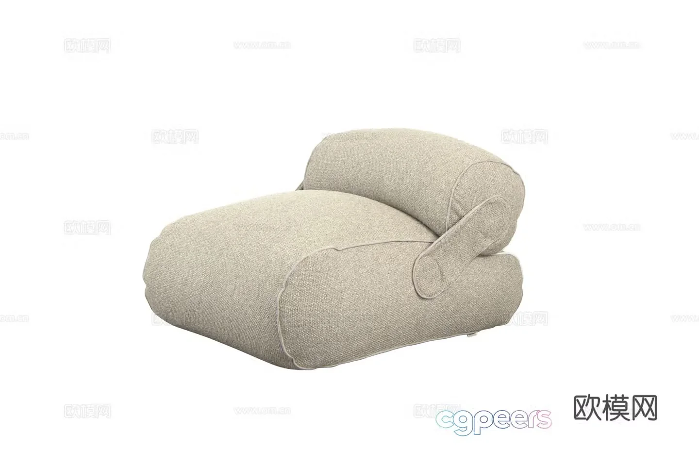 Modern Danish single sofa fabric sofa combination 3D model