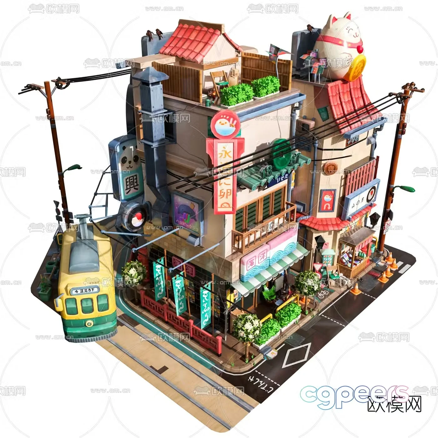 Japanese block building block toy ornaments 3D model