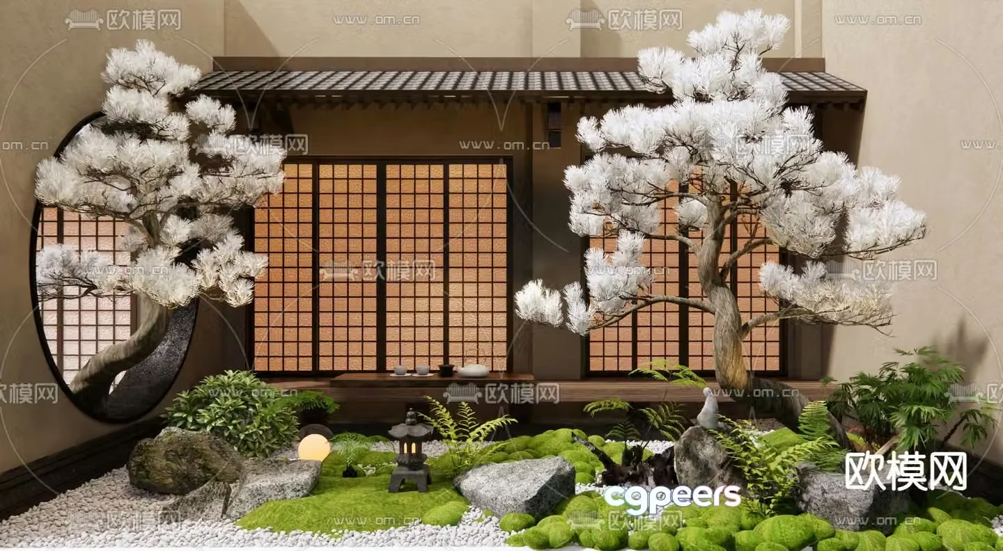 Courtyard landscape dry landscape courtyard 3d model
