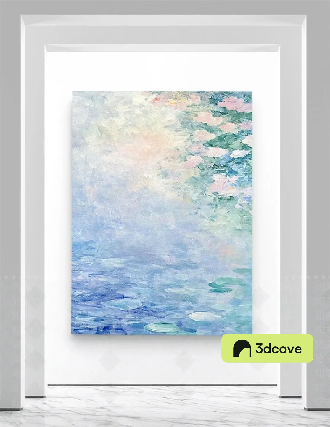 A Painting Of Water And Lily Pads