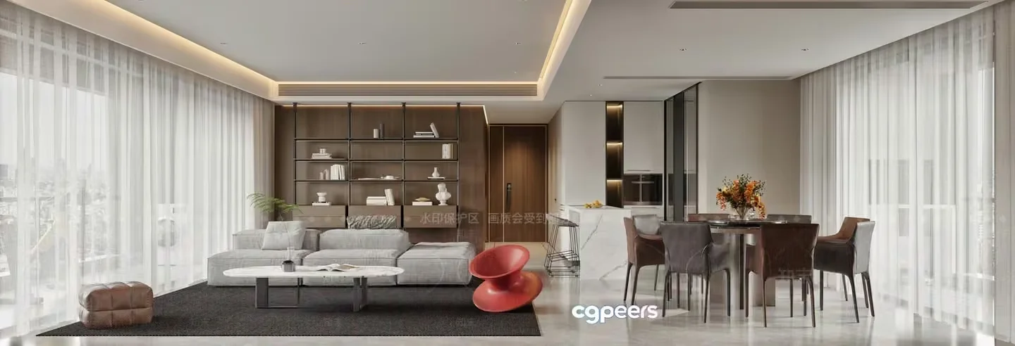 Modern Living Room 3D Model – 20414 – VRAY Render