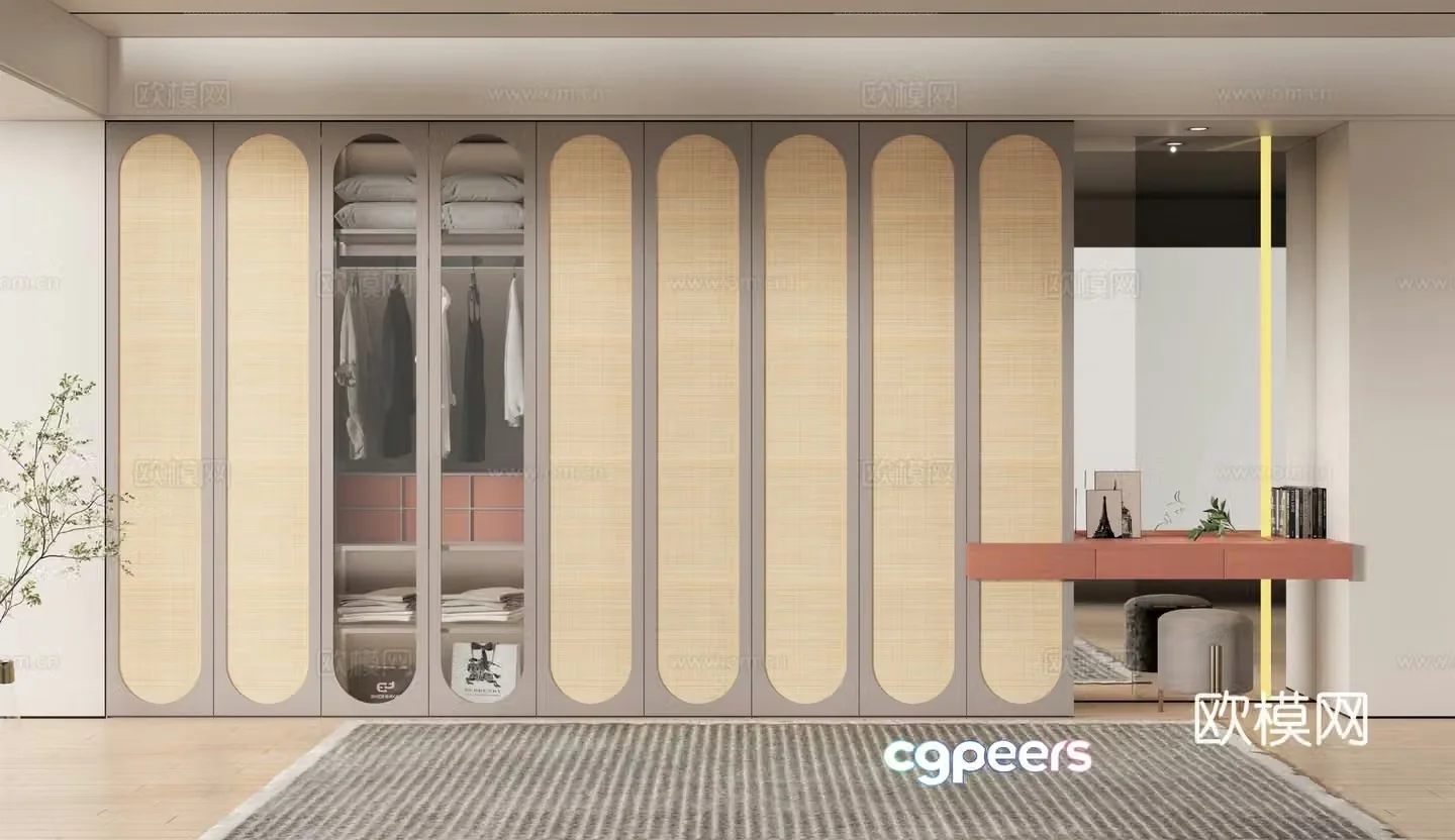Wabi-sabi wardrobe dresser integrated cabinet 3d model
