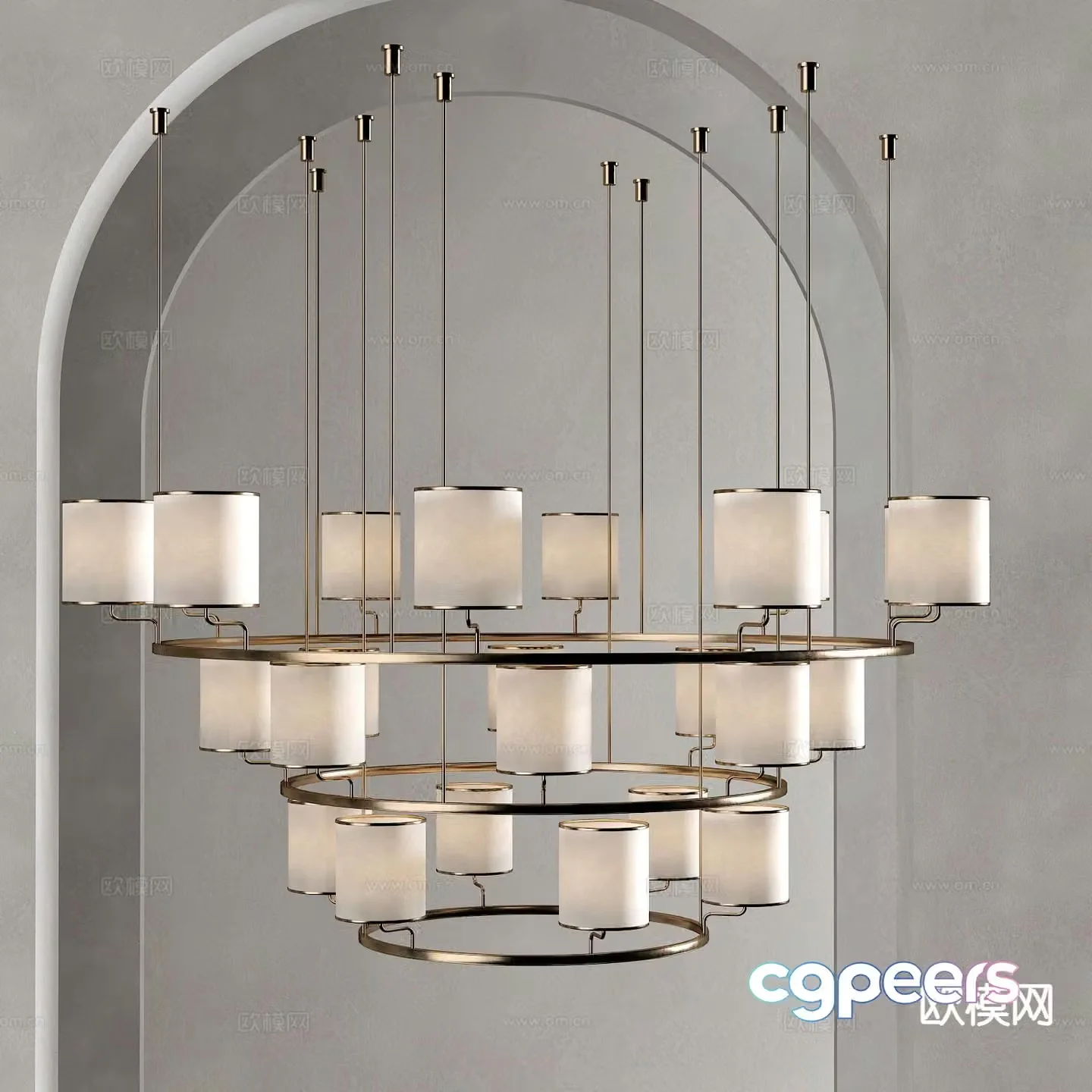 New Chinese Chandelier Lobby Chandelier 3D Model