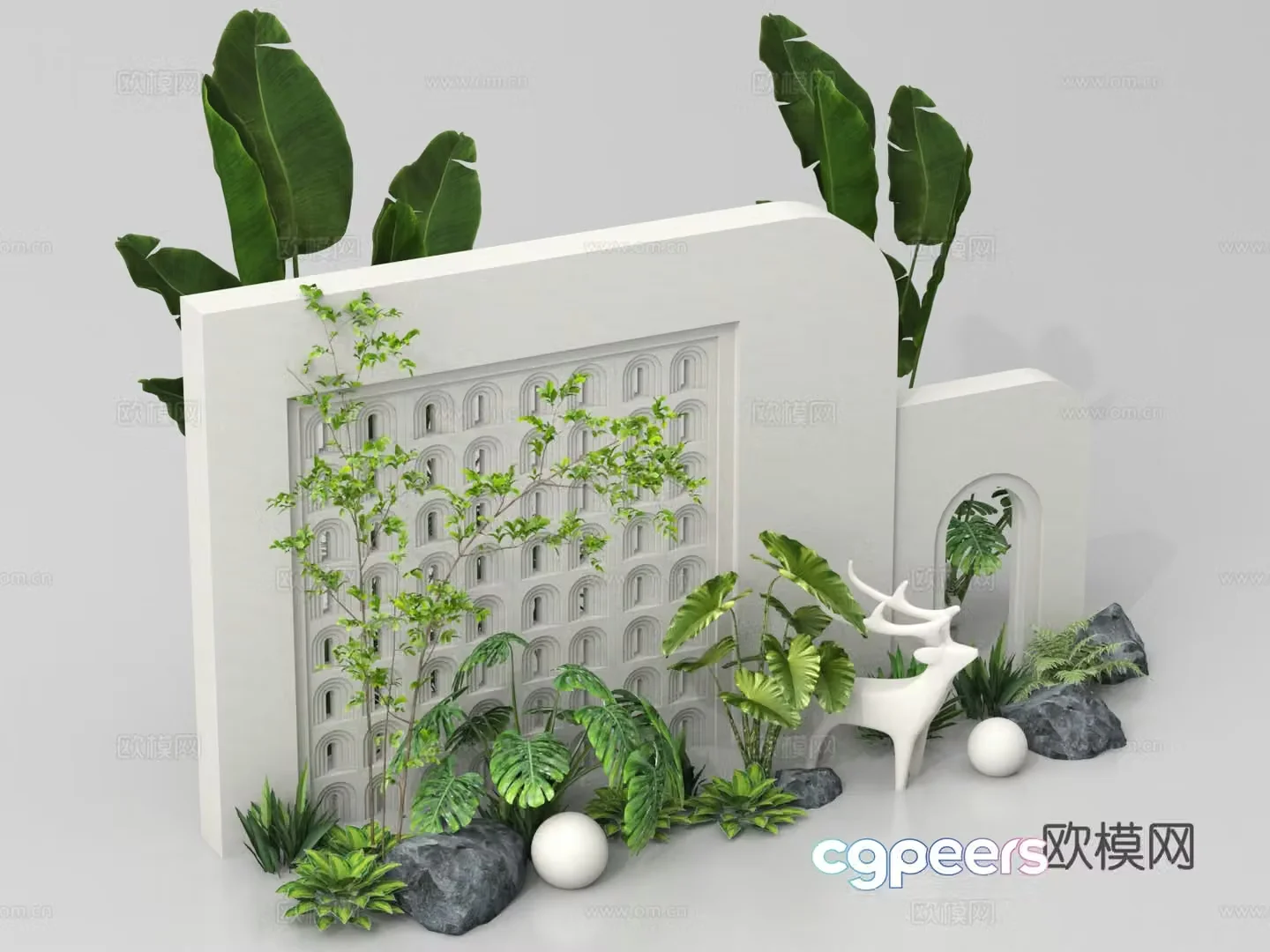 Community landscape wall courtyard landscape wall 3d model