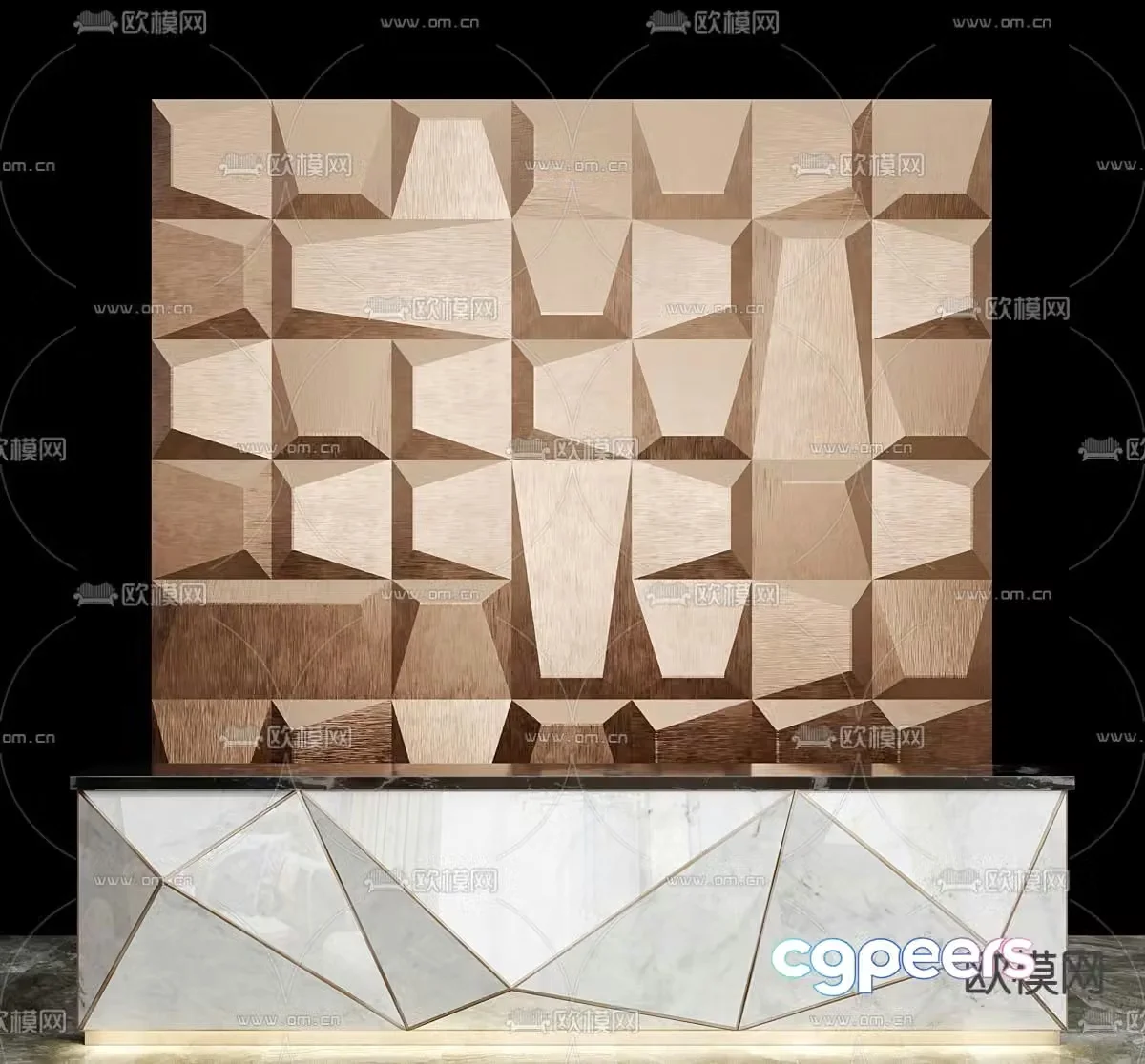 Front desk service desk modeling background wall 3D model