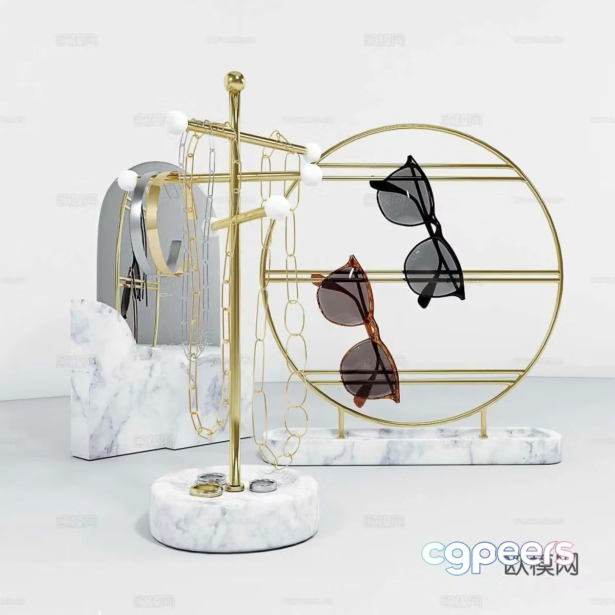 Marble glasses jewelry stand 3d model
