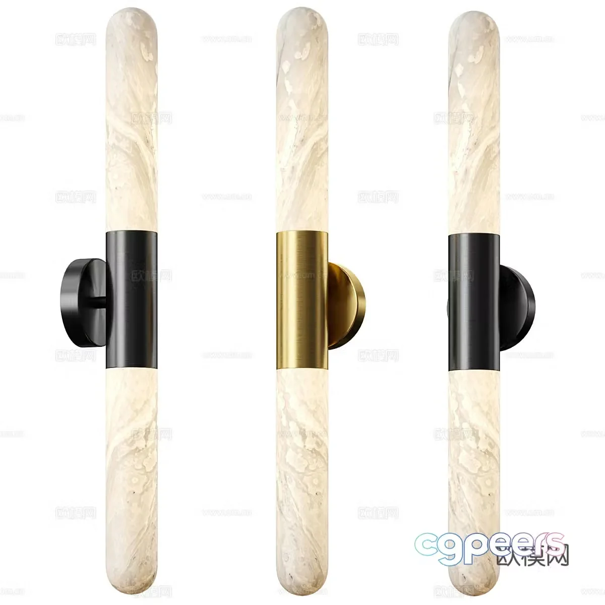 Modern Italian light luxury long translucent stone wall lamp 3D model
