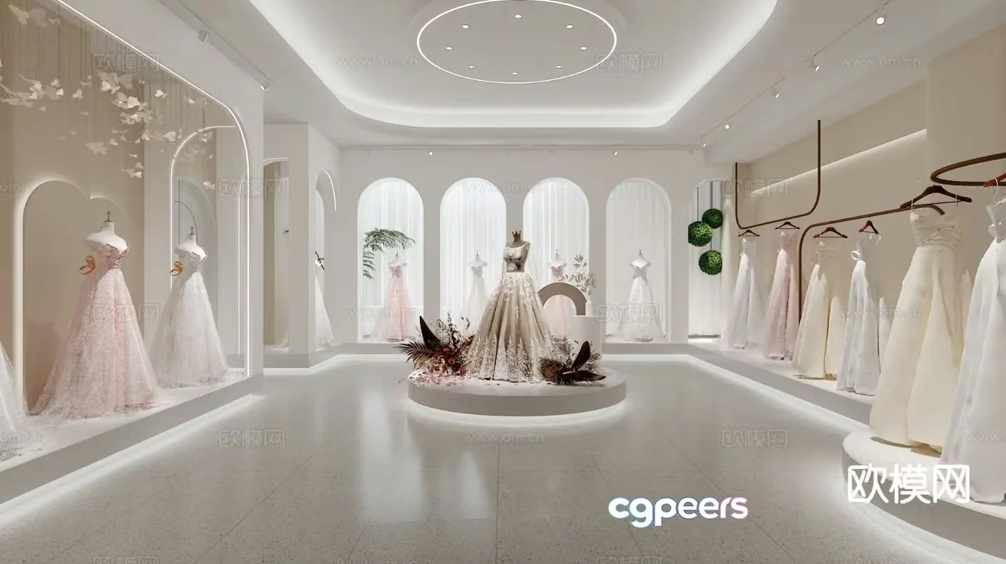 Modern wedding shop fitting room 3d model