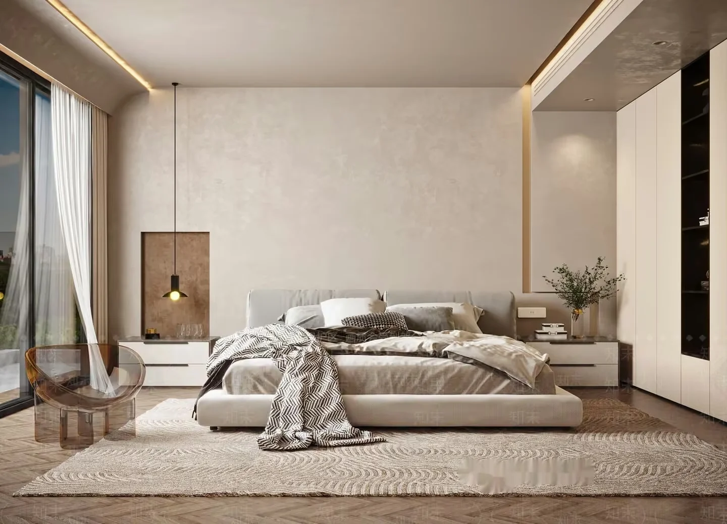 Modern Minimalist Bedroom 3D Model – 10673 – CORONA Render