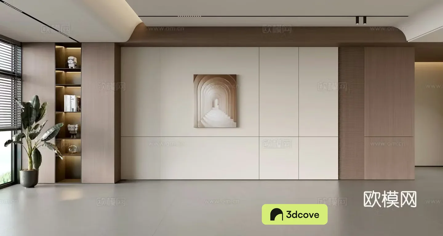 Modern Italian sofa background wall modern ornament balcony cabinet living room cabinet wood veneer background wall