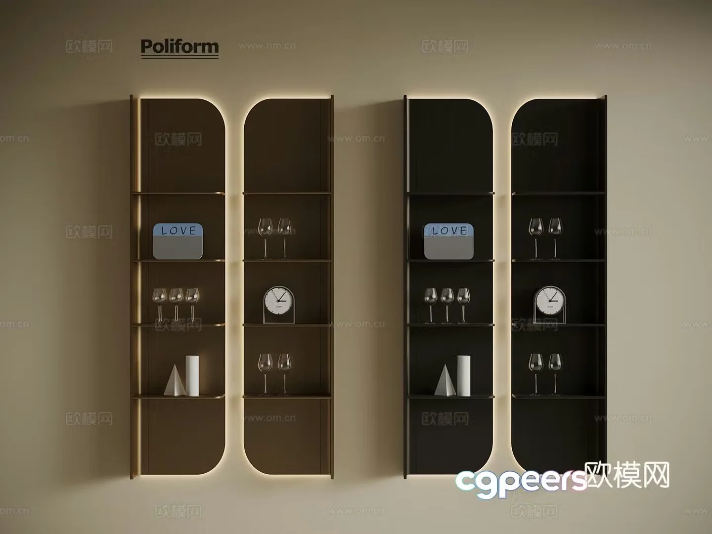 Modern shelf partition bookcase 3d model