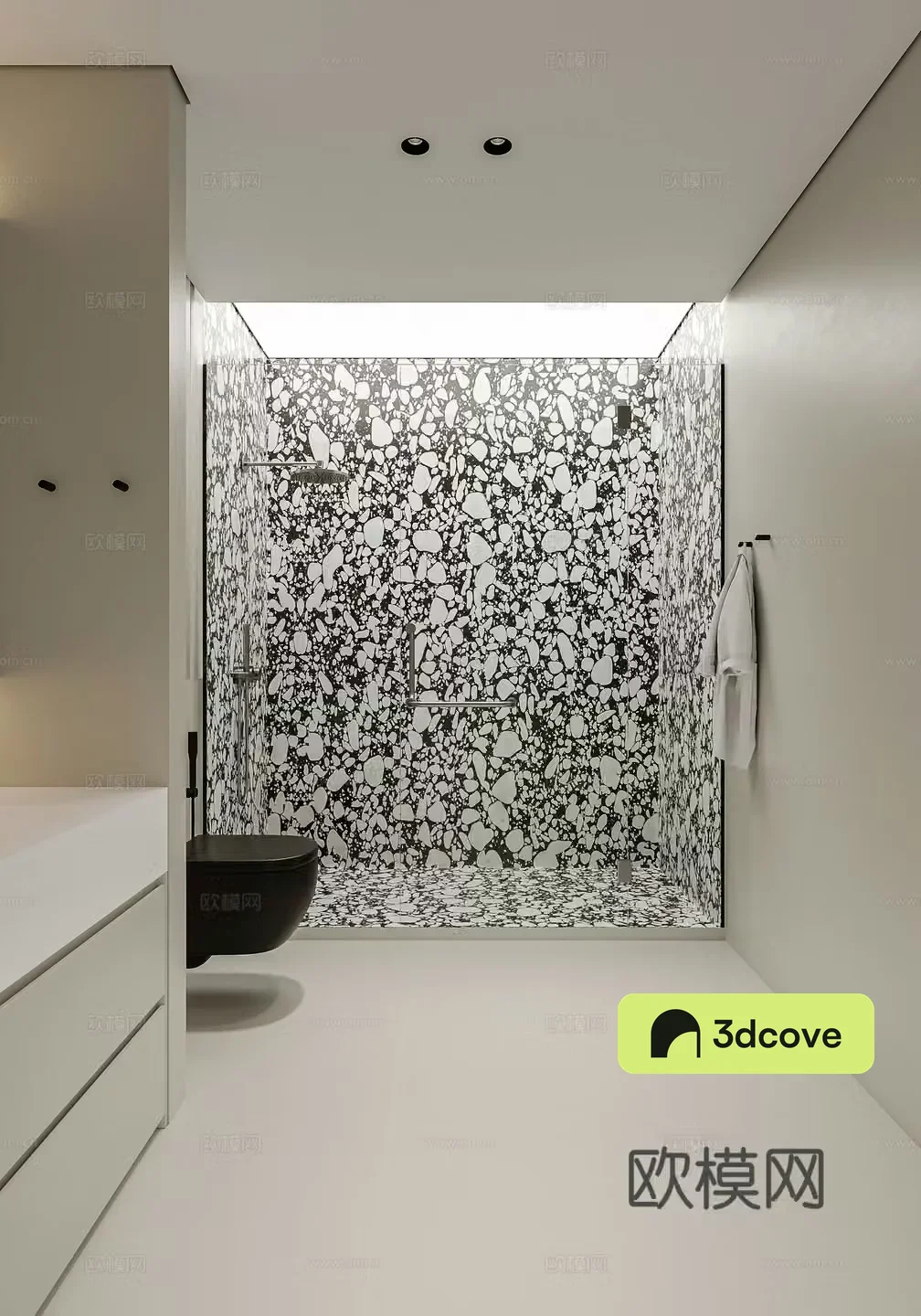 Modern Italian bathroom Bulgari bathroom Wall-mounted toilet Dry and wet bathroom