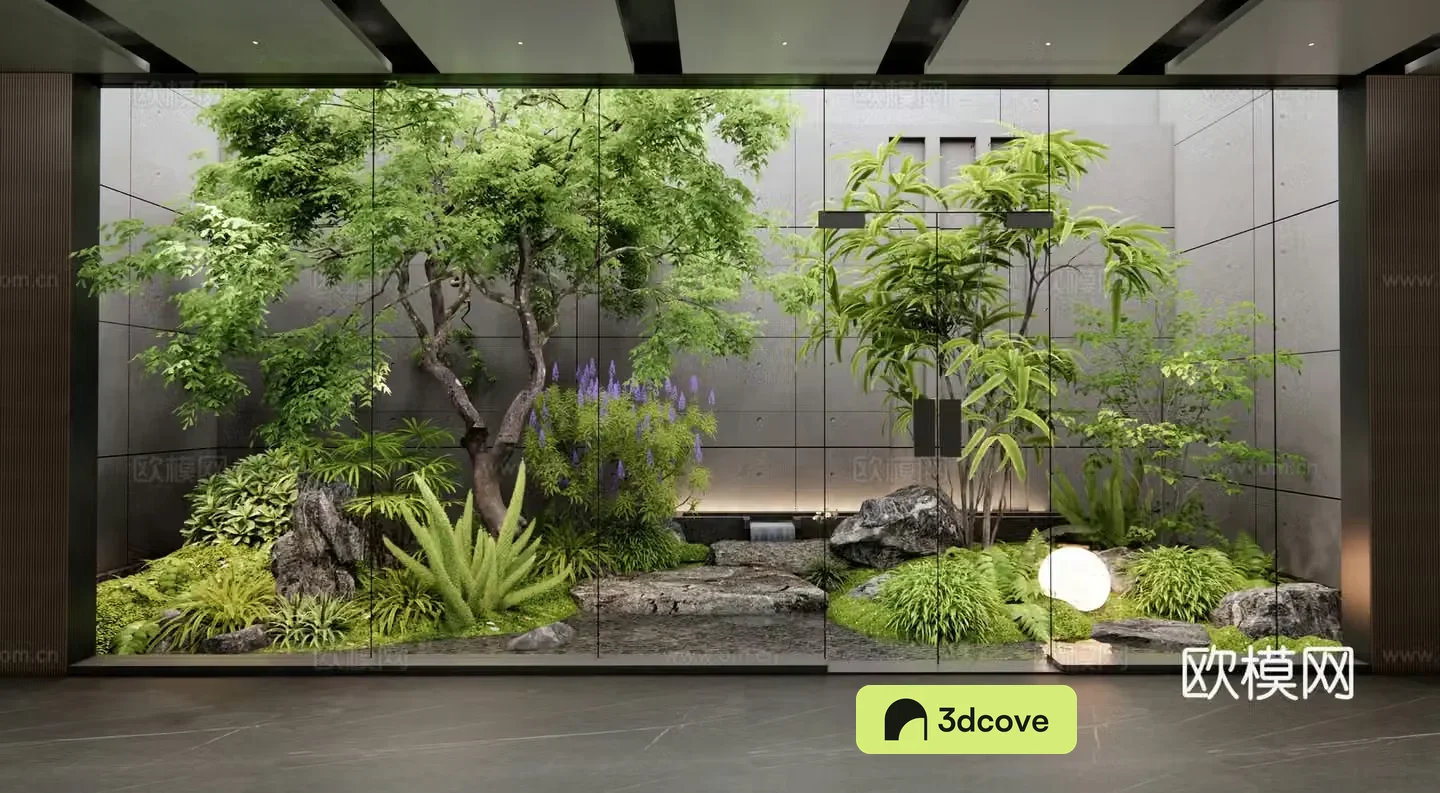 Modern patio landscape Indoor landscape Garden sketch Plant combination Waterscape Plant pile