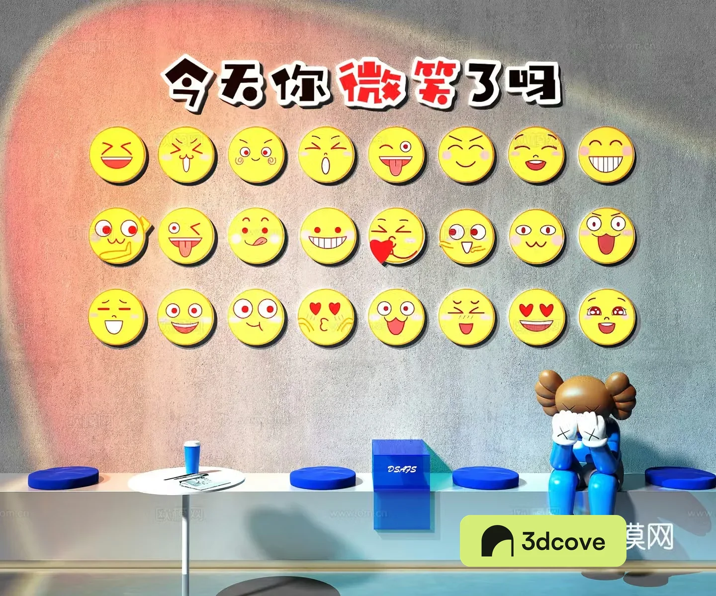 Internet celebrity check-in wall Camping style check-in wall Camping leisure chair Milk tea shop check-in wall Smiling face check-in