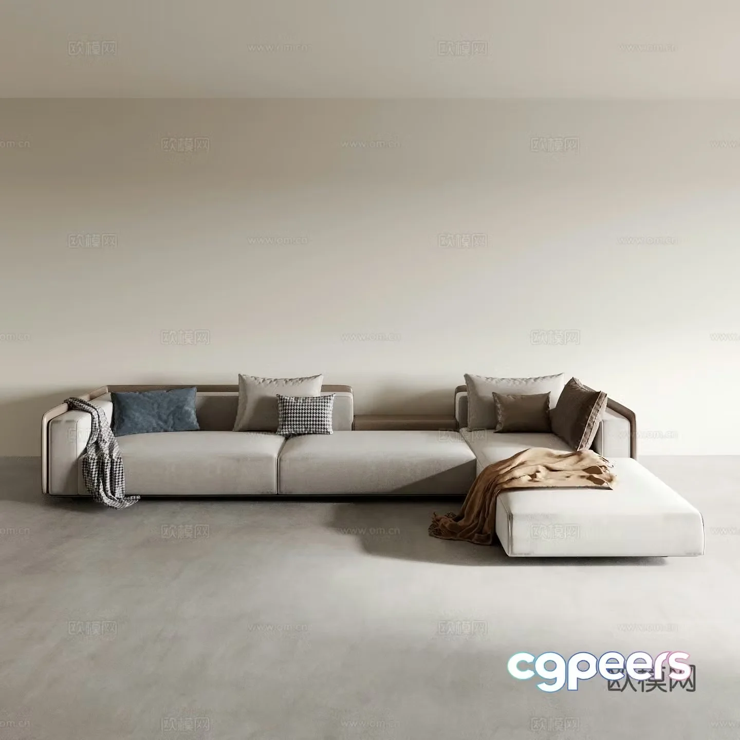 Modern corner sofa three-person sofa leisure sofa 3d model