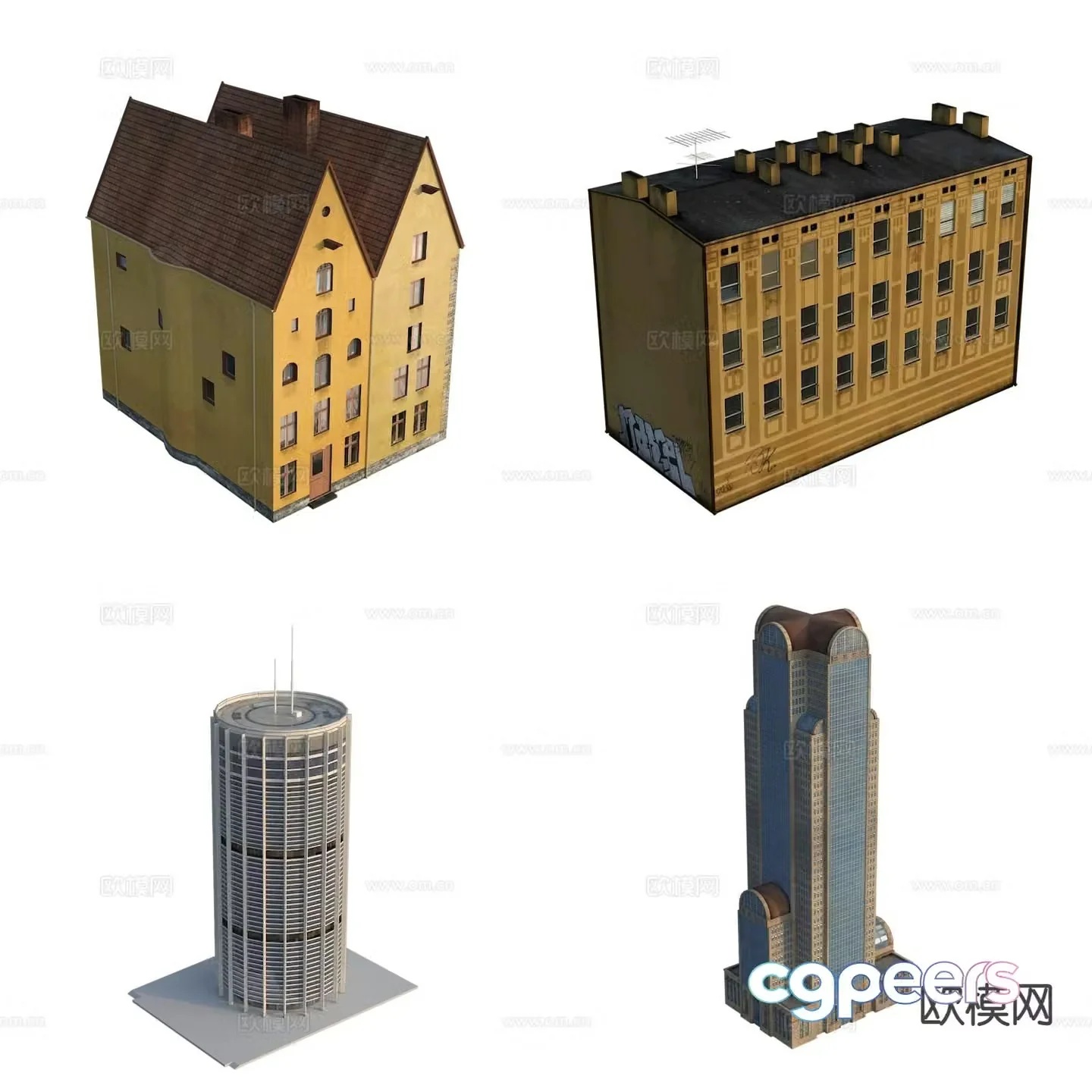 Classical European style residential building high-rise building 3D model