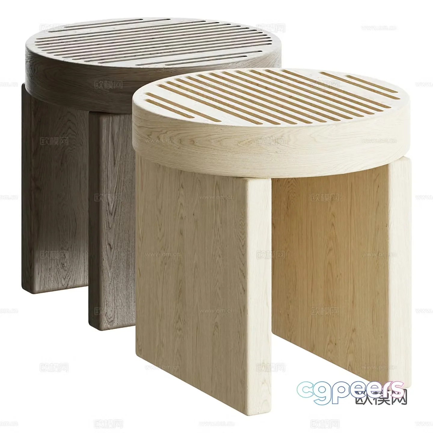 Medieval style stool low stool round stool 3D model