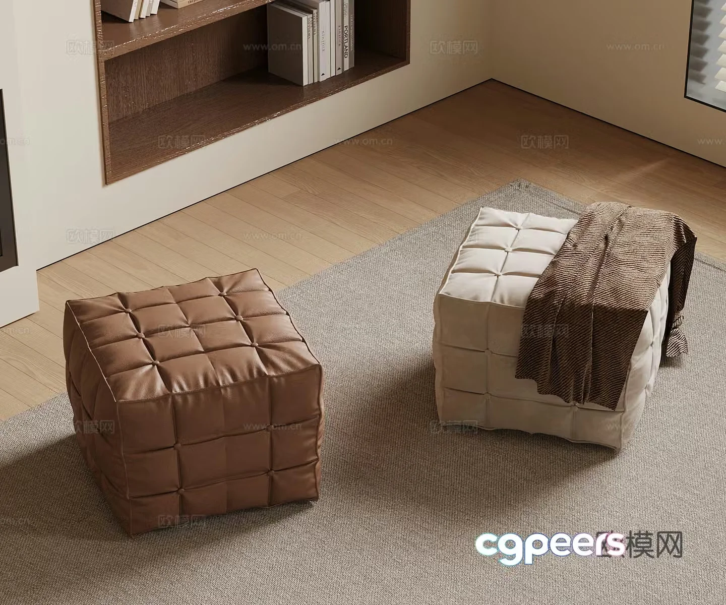Sofa stool modern French sofa stool low stool 3d model