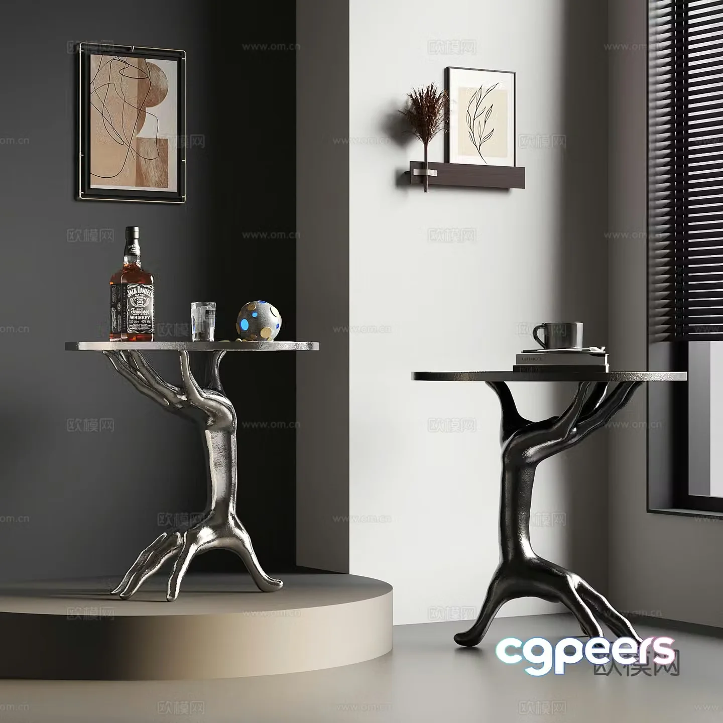 Modern coffee table creative side table 3D model