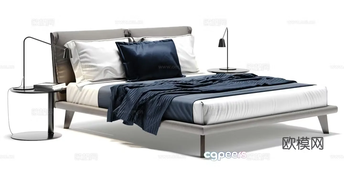 Modern double bed 3d model