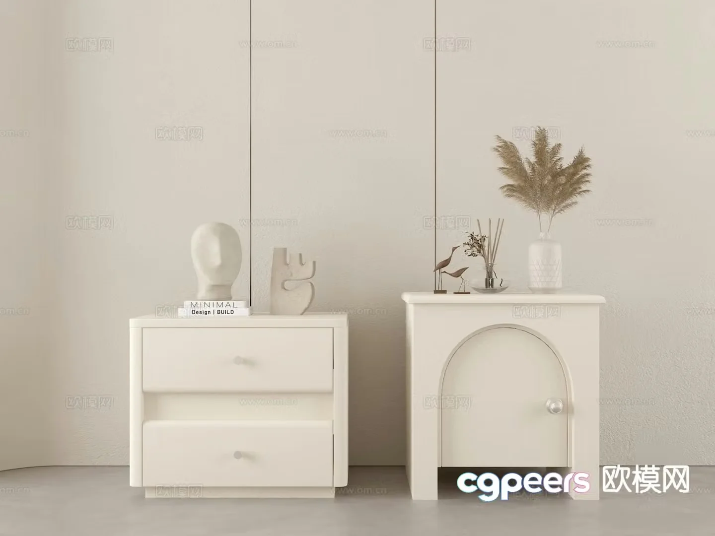 Creamy wind bedside table 3d model