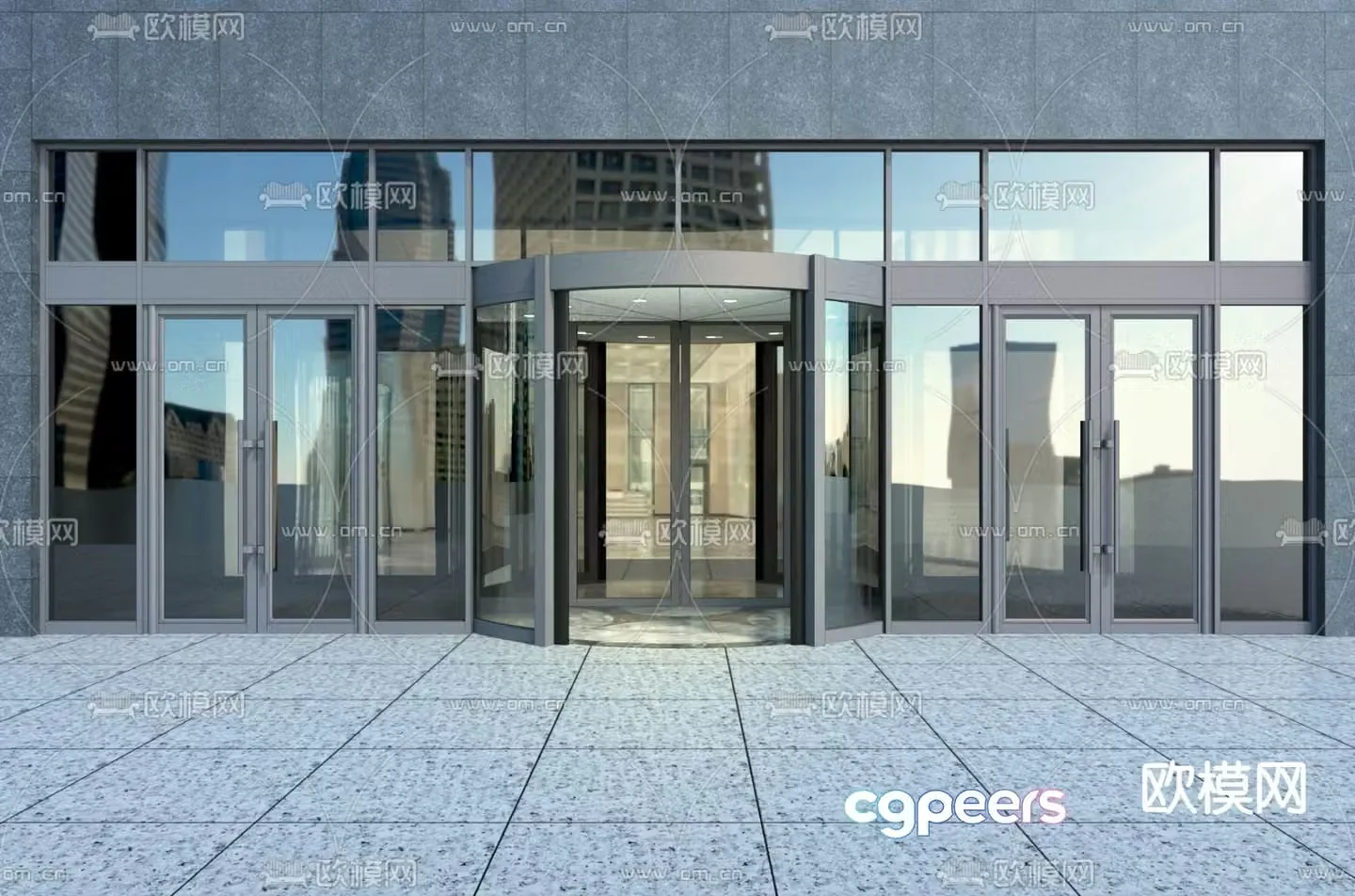 Glass revolving door Hotel automatic revolving door 3D model