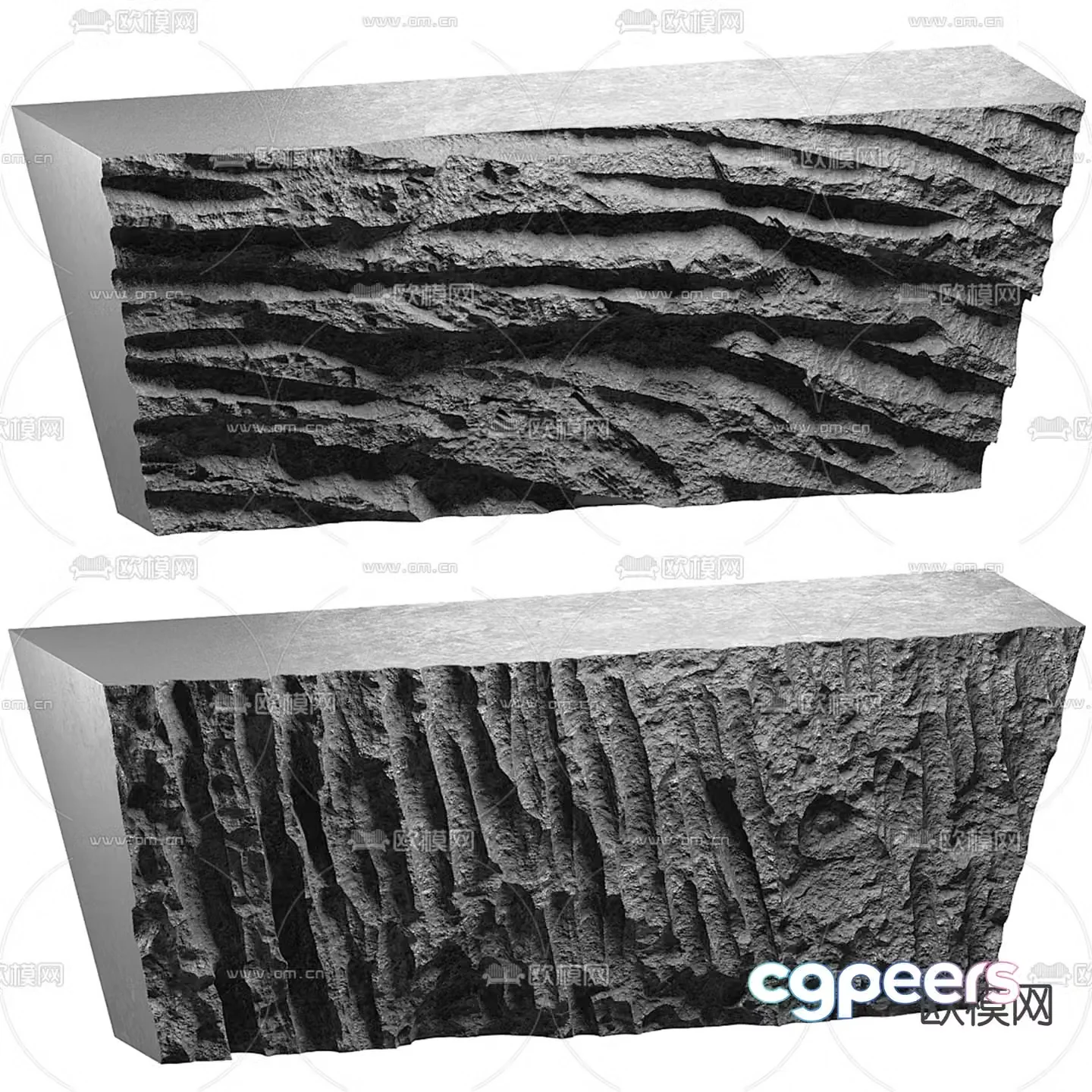 Geometry natural wind information desk rock reception desk 3d model