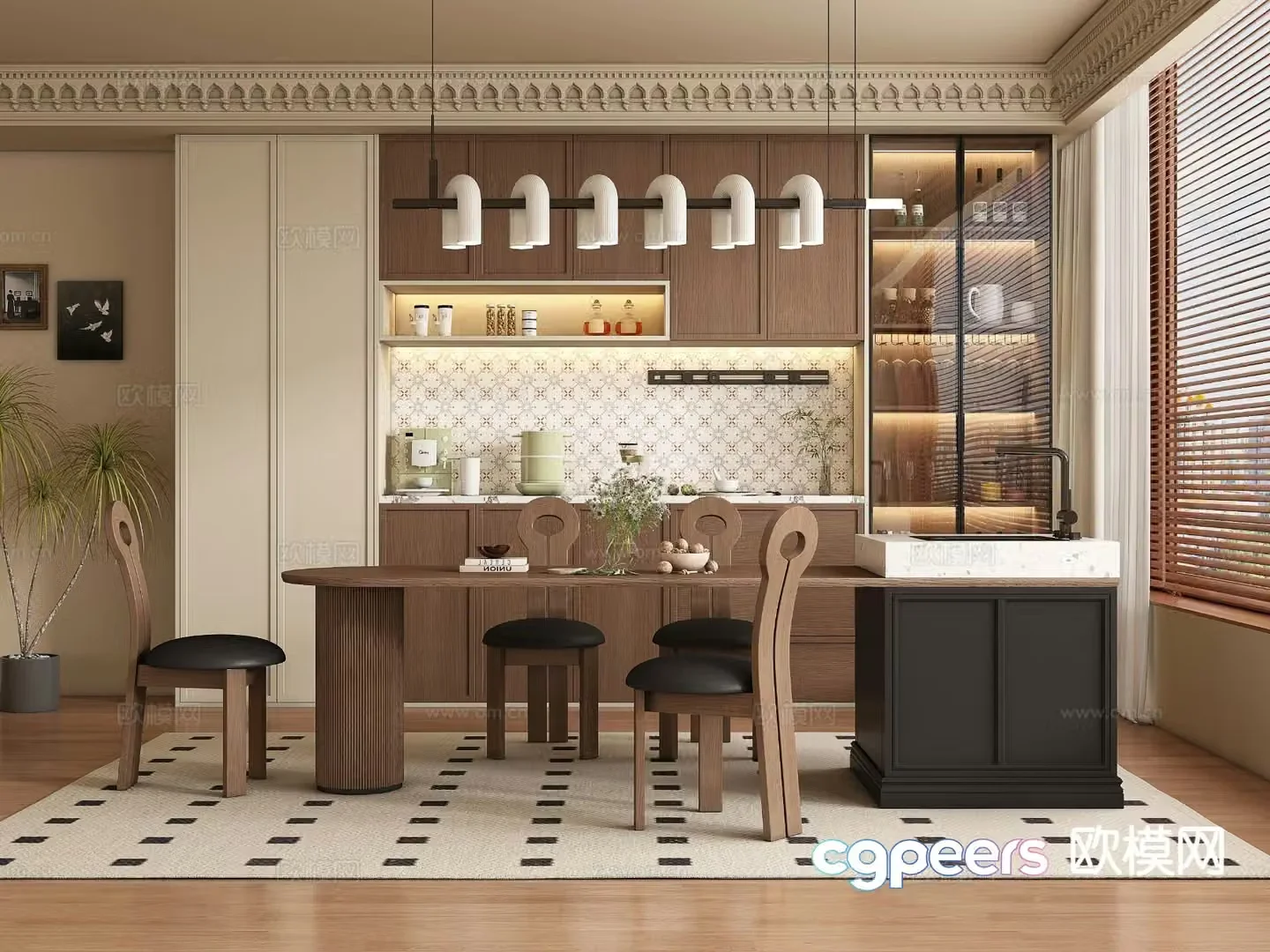 3D model of medieval island restaurant