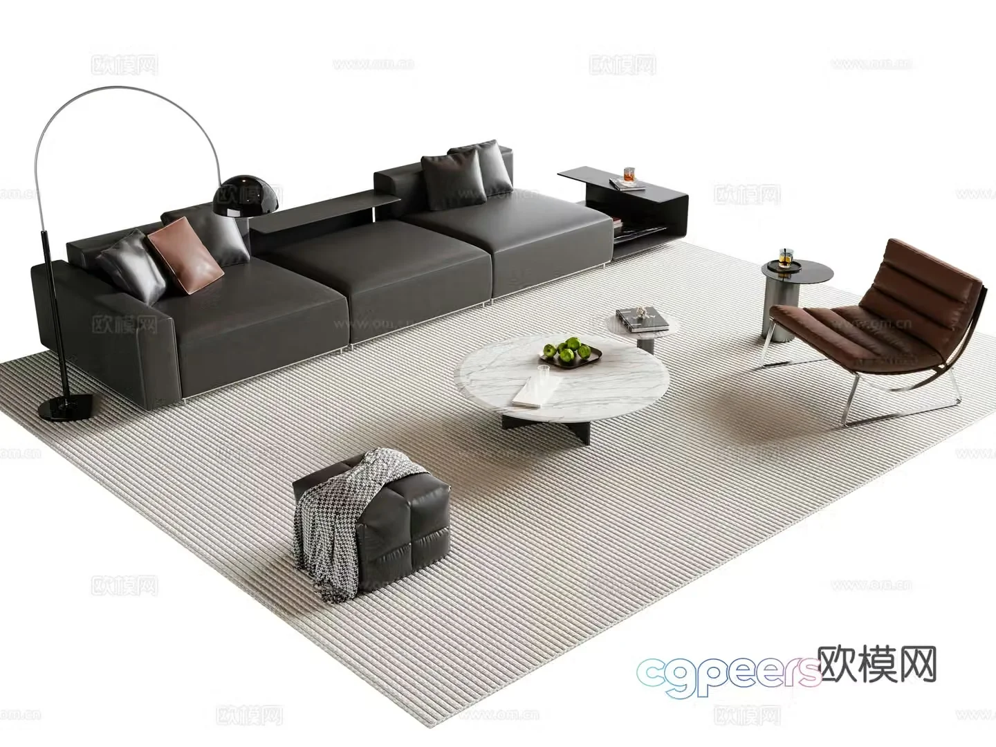 Modern Italian sofa coffee table combination 3D model