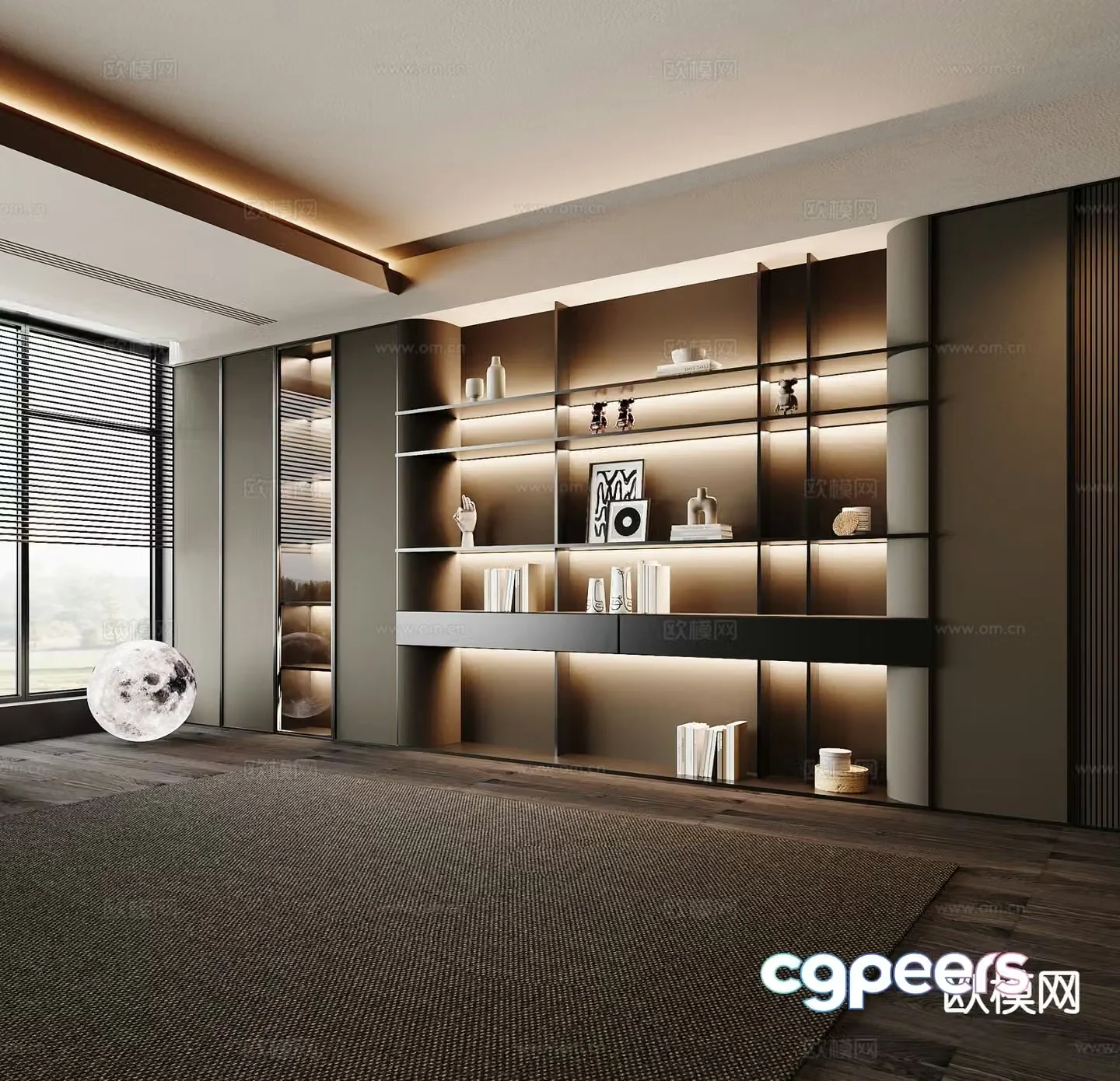 Italian bookcase display cabinet 3d model