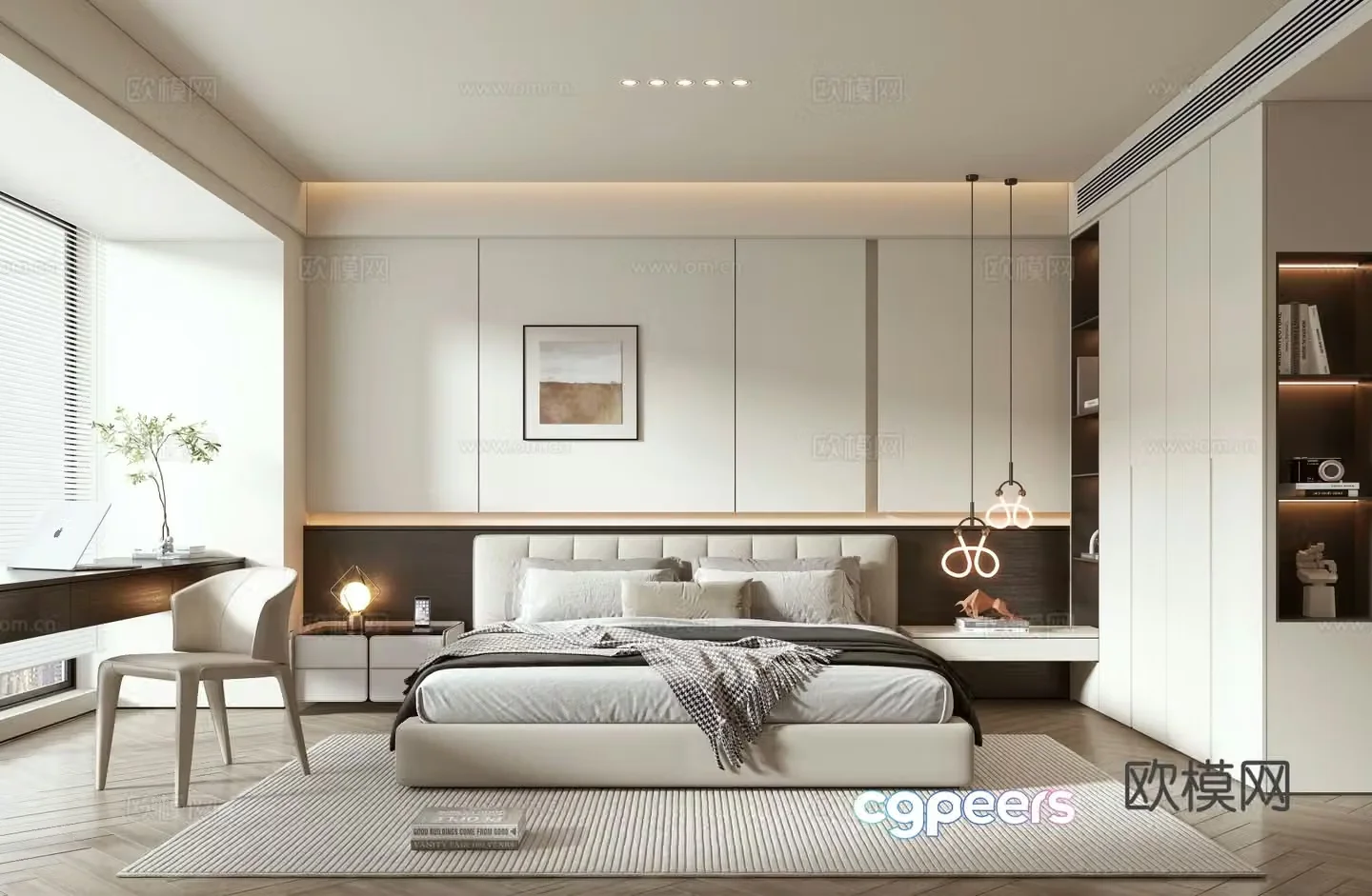 Creamy Bedroom Master Bedroom 3D Model