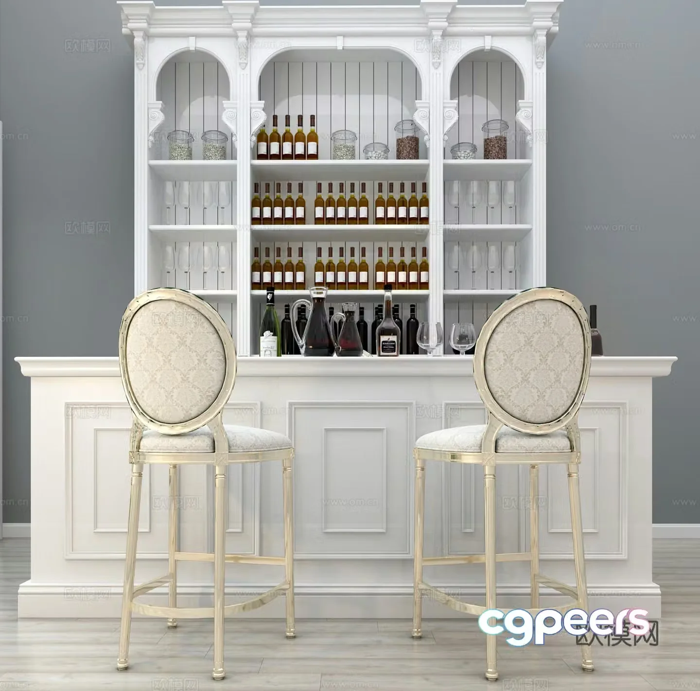 European wine cabinet bar chair combination whole wine cabinet creative wine cabinet high-end wine cabinet 3D model