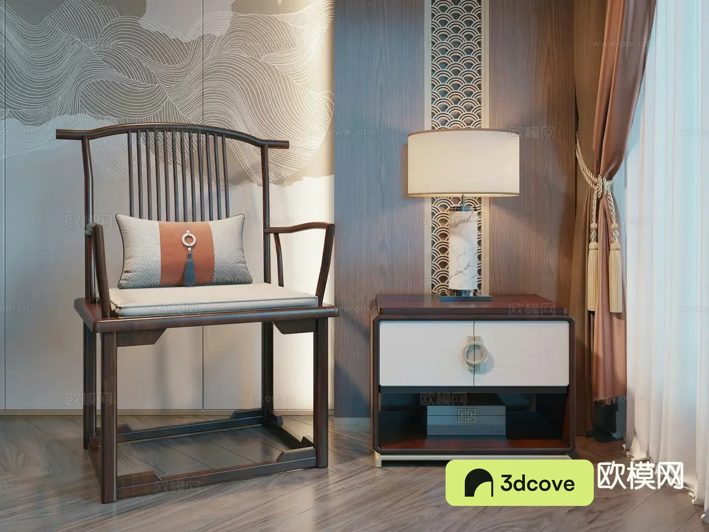 New Chinese style chair official hat chair bedside table