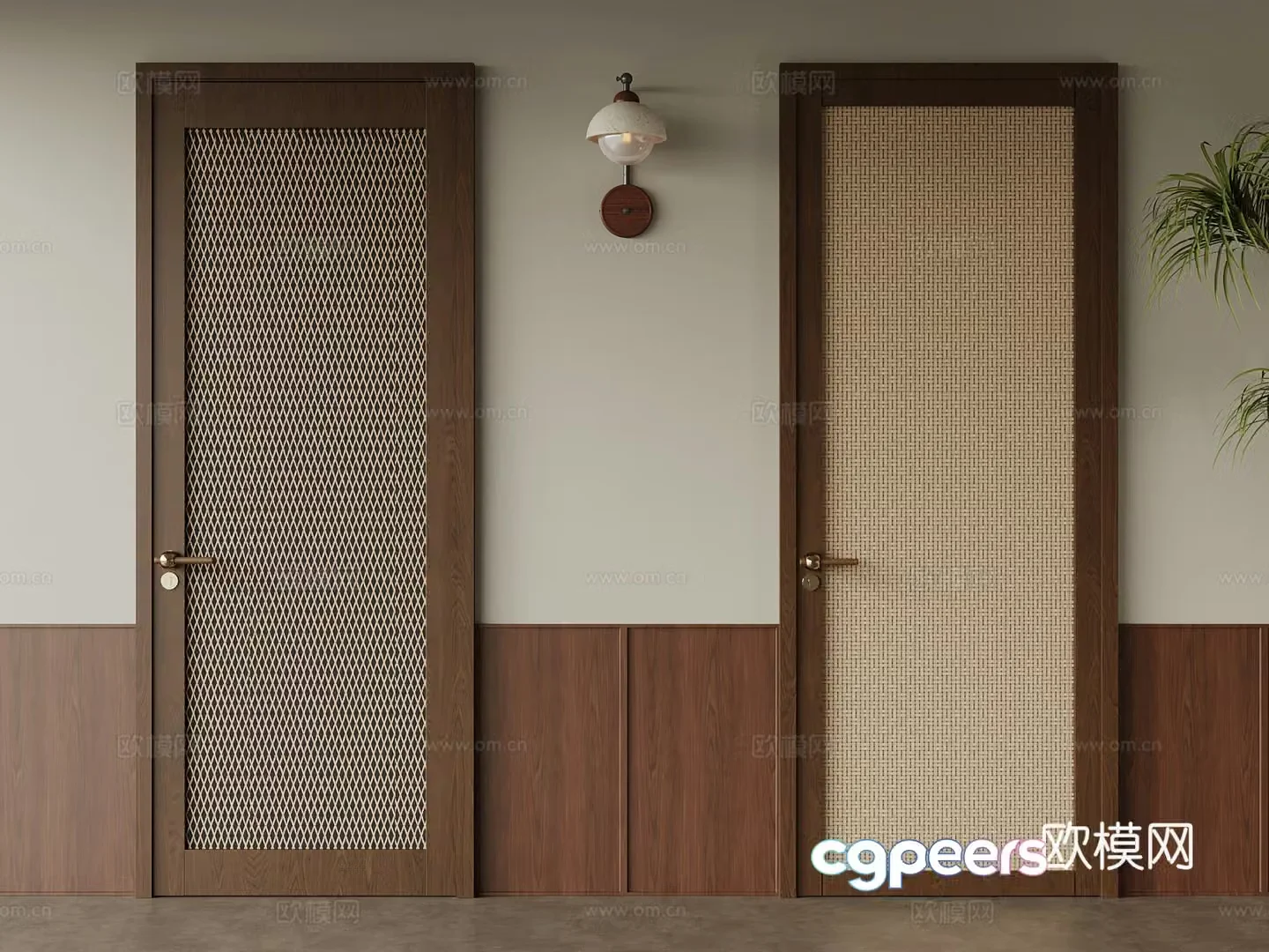Other doors New Chinese style rattan door Single-open door 3D model