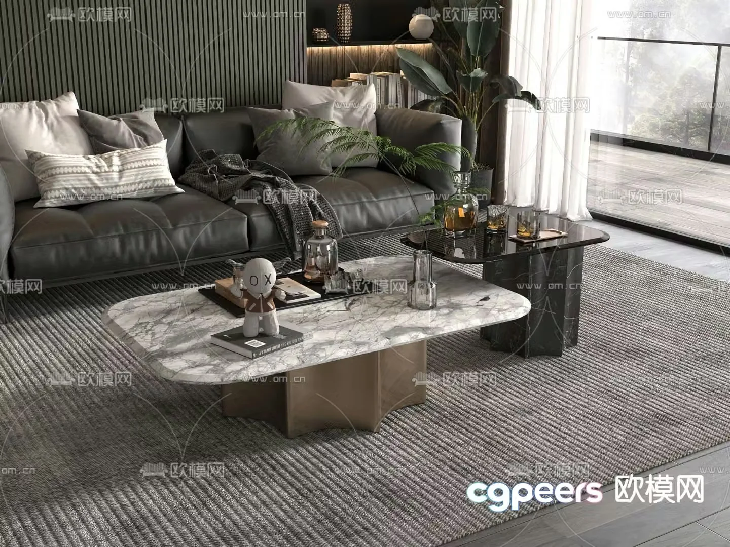 Mother and son coffee table marble coffee table 3d model