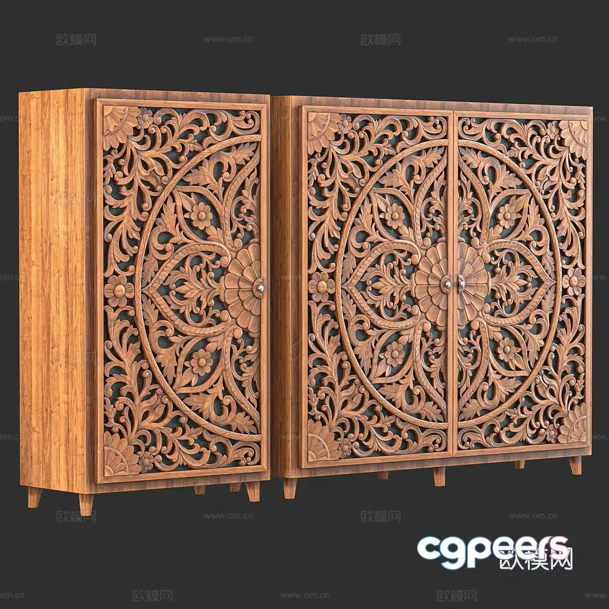 Chinese style chest of drawers side cabinet low cabinet 3D model
