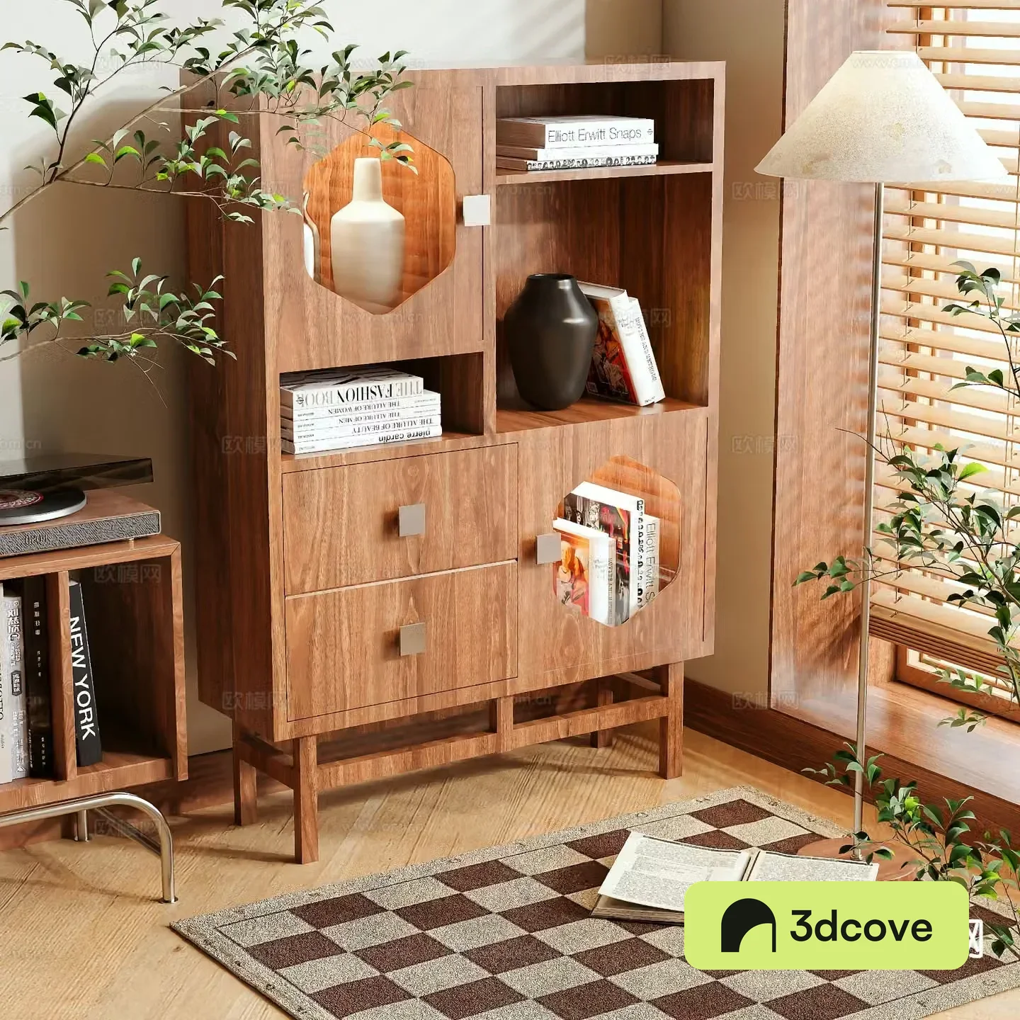 Log style bookshelf bookcase