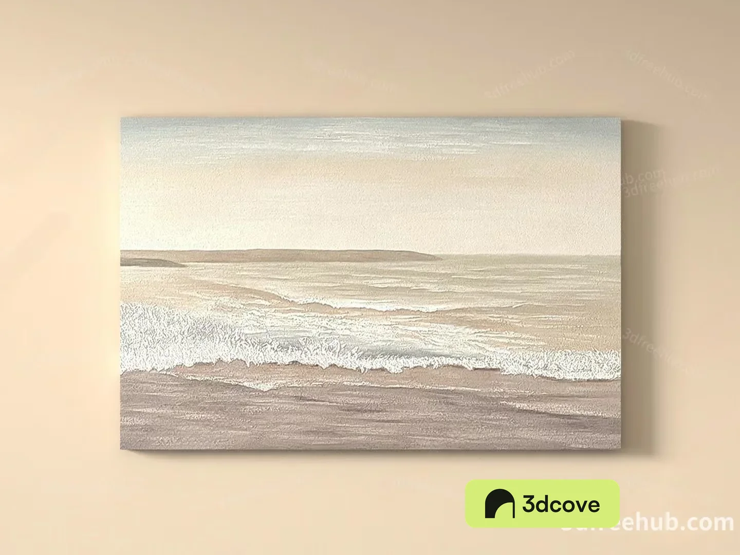 A Serene Beach Scene Likely A Painting Or Digital Art