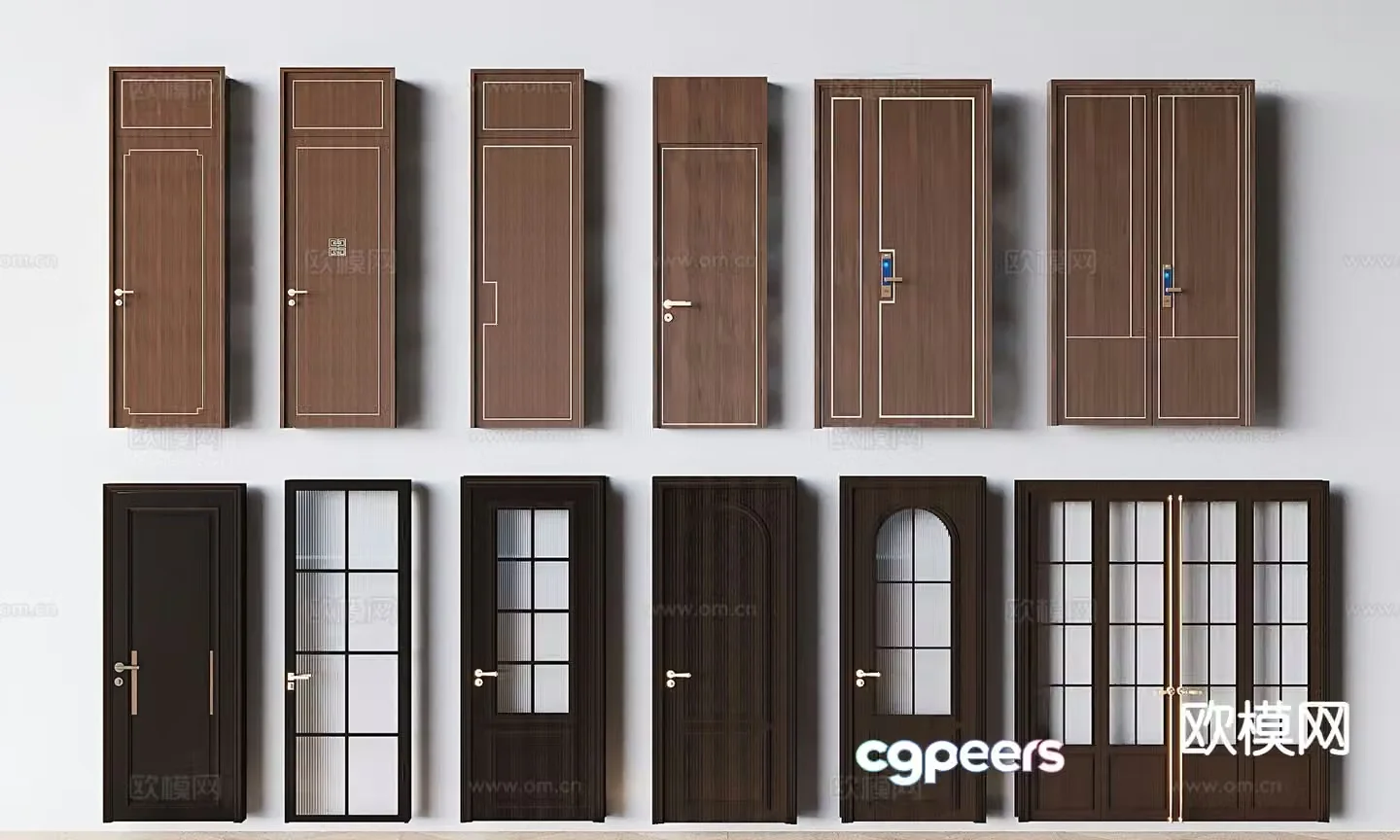 Medieval style ceiling door kitchen and bathroom door swing door double and double door 3D model