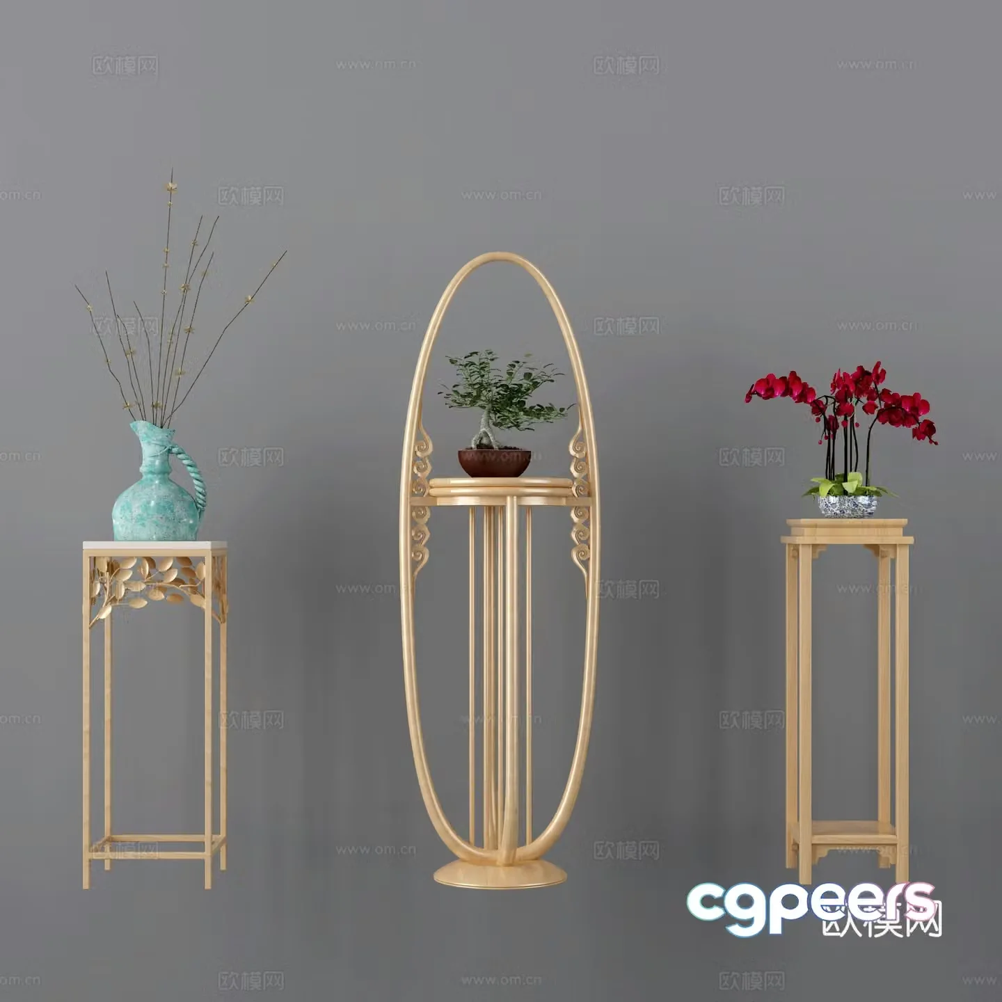 New Chinese vase small potted plant decorative flower stand plant flower stand living room flower stand indoor small potted plant Chinese pot 3D model