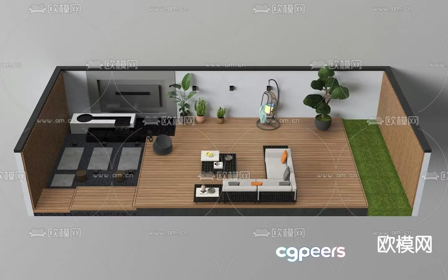Courtyard landscape garden 3d model