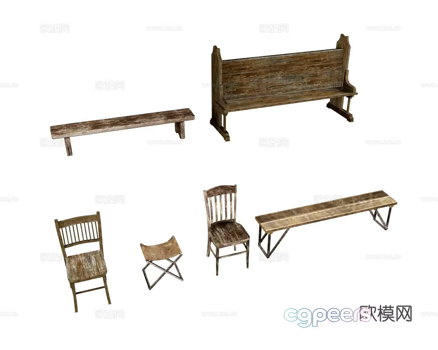 Chair Stool Mattoo Outdoor Bench 3D Model