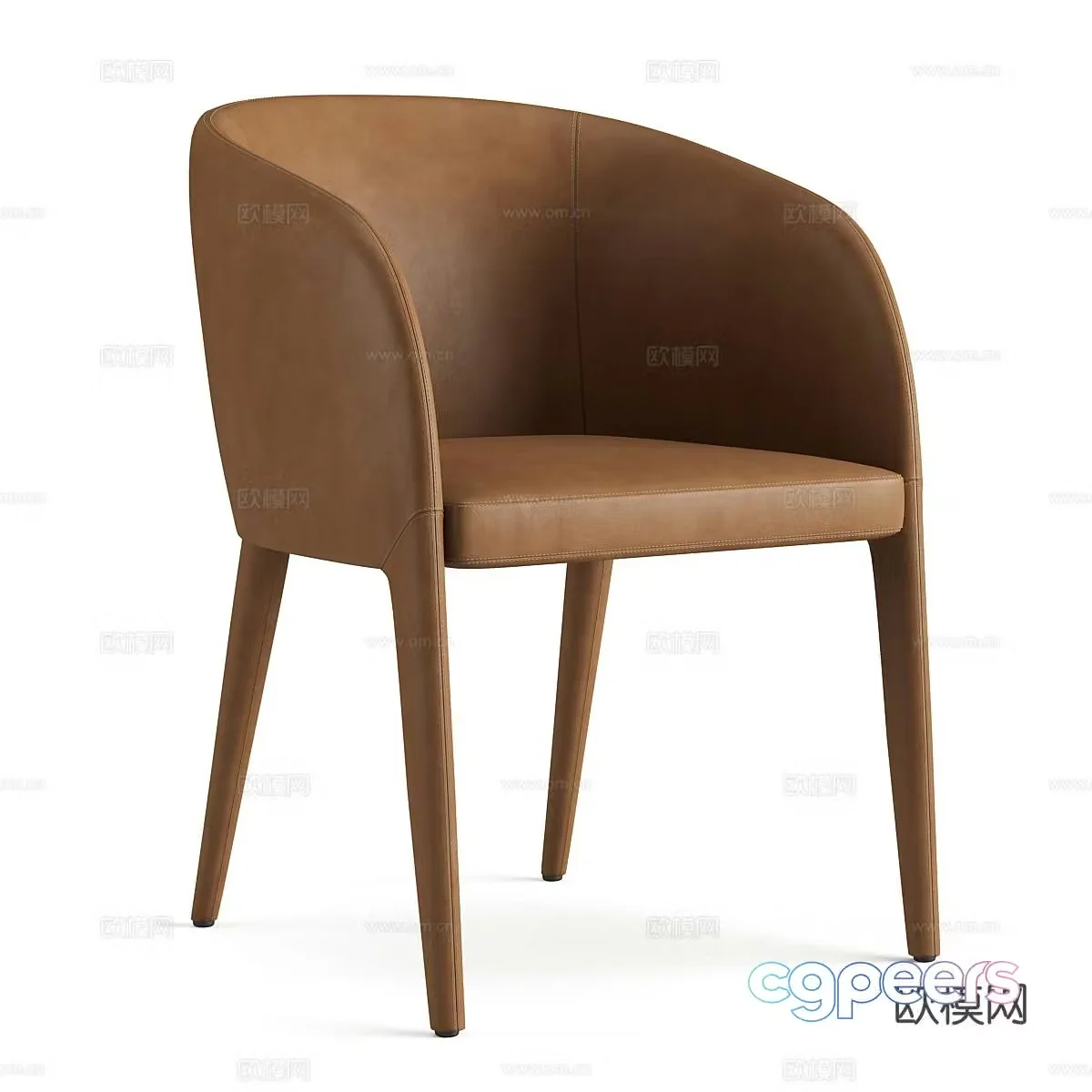 Modern Italian light luxury leather chair 3d model